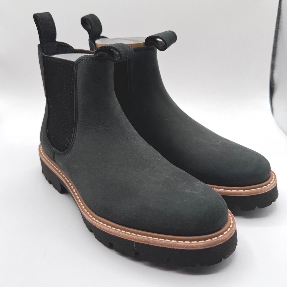 Nisolo Go-To Lug Chelsea Boot Black Leather Water Resistant Women 9.5 New in Box